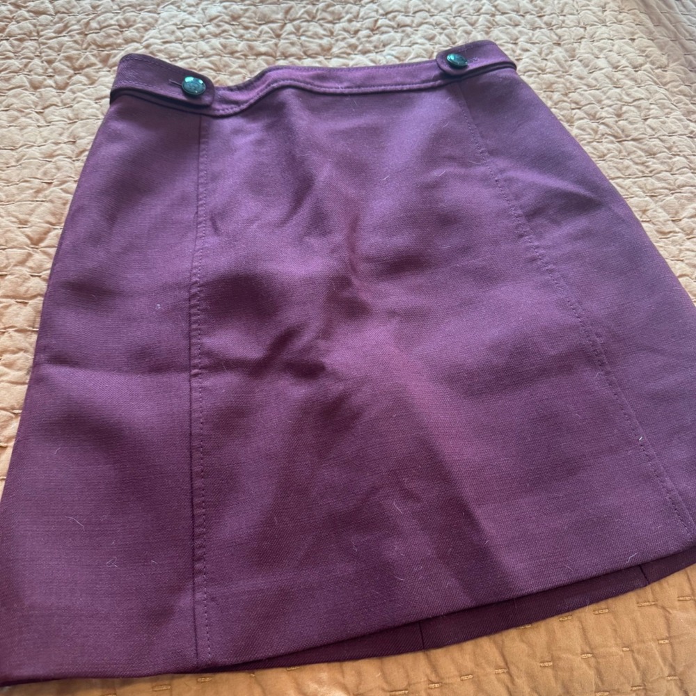 Brooks Brothers Womens Purple Wool Blend A-Line Mini Skirt with Logo Buttons - Picture 5 of 12